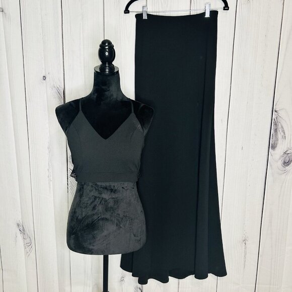 WINDSOR Black 2-Piece Prom Party Evening Gown Sz 3/4 Juniors Lace Back Zip - Picture 1 of 14